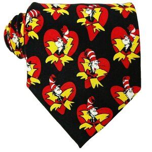 Cat in the Hat Silk Tie Valentine's Day Funny Necktie Dr Seuss
